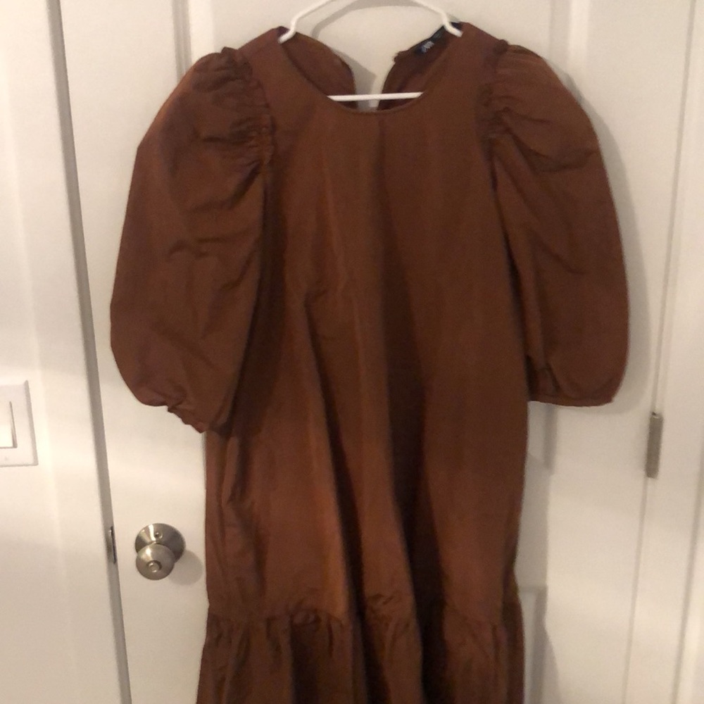 Zara puff sleeve midi dress - Picture 2 of 12